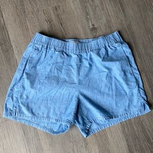 Madewell Blue Linen High Waisted Shorts